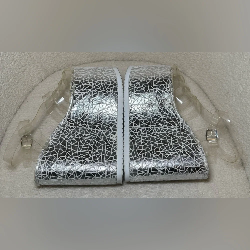 Lemon Drop‎ by Privileged Dolls Kill platform sandals silver white clear 7.5 8